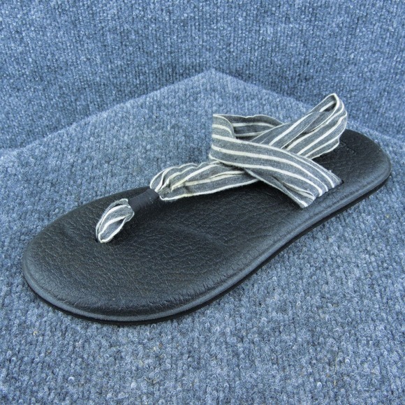 Sanuk Women Thong Sandal Shoes Gray Fabric Size 10‎ Medium - Picture 1 of 10